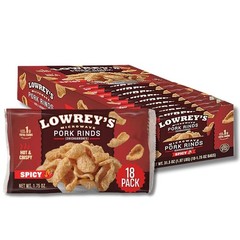 Low-Carb Hot & Spicy Pork Rinds – Crispy Chicharrones, 1.75oz, 18 Packs