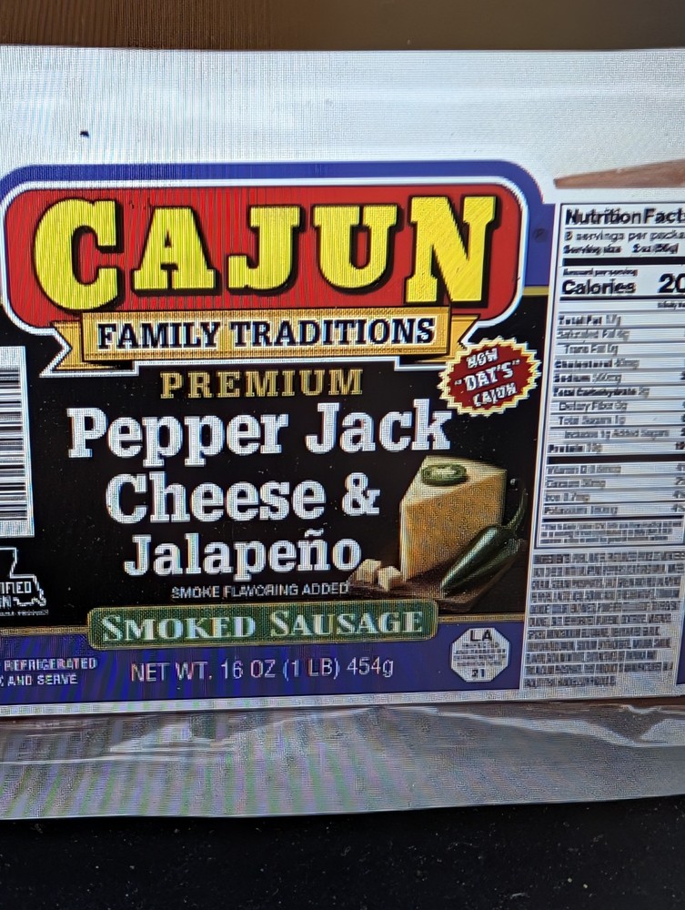 Cajun Family Traditions Pepper Jack & Jalapeno Sausage 16 Oz (4 Pack)