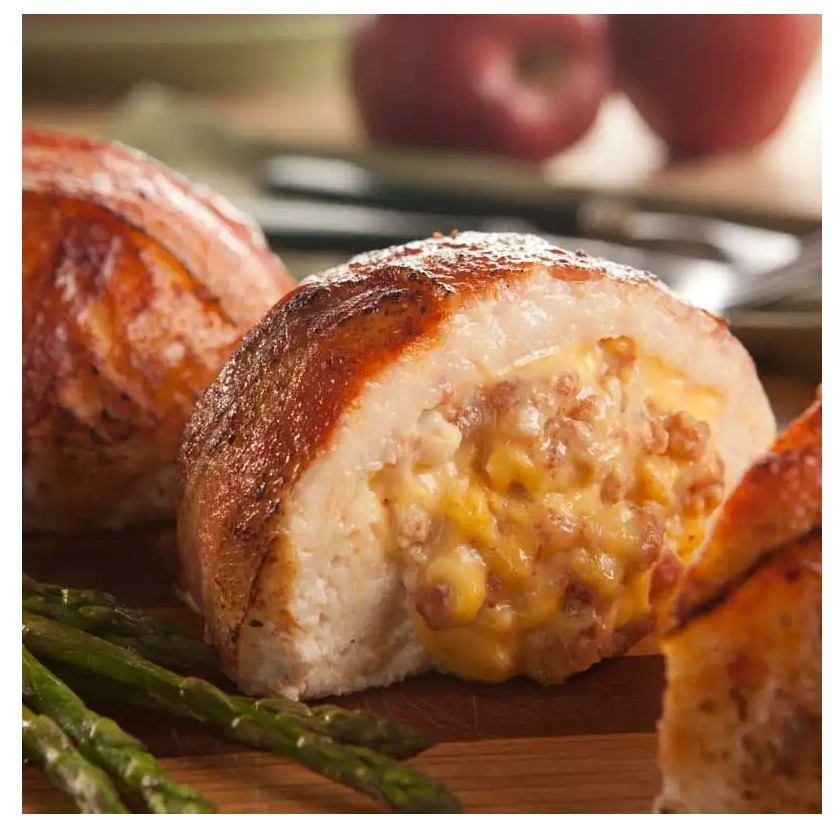 (16) 10 Ounce Bacon Wrapped Bacon Cheddar Stuffed Chicken Breast