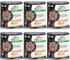 6 Cans – Mountain Essentials All Natural Ground Beef Fully Cooked 28oz Meat