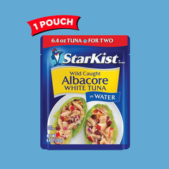 Albacore White Tuna in Water, 6.4 Oz Pouch (1 Pack) Ready to Eat Wild Caught Tun