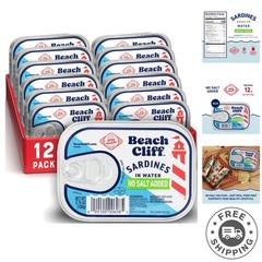 Wild Caught Canned Sardines – No Salt, High Protein, Gluten Free, 3.75 oz x 12