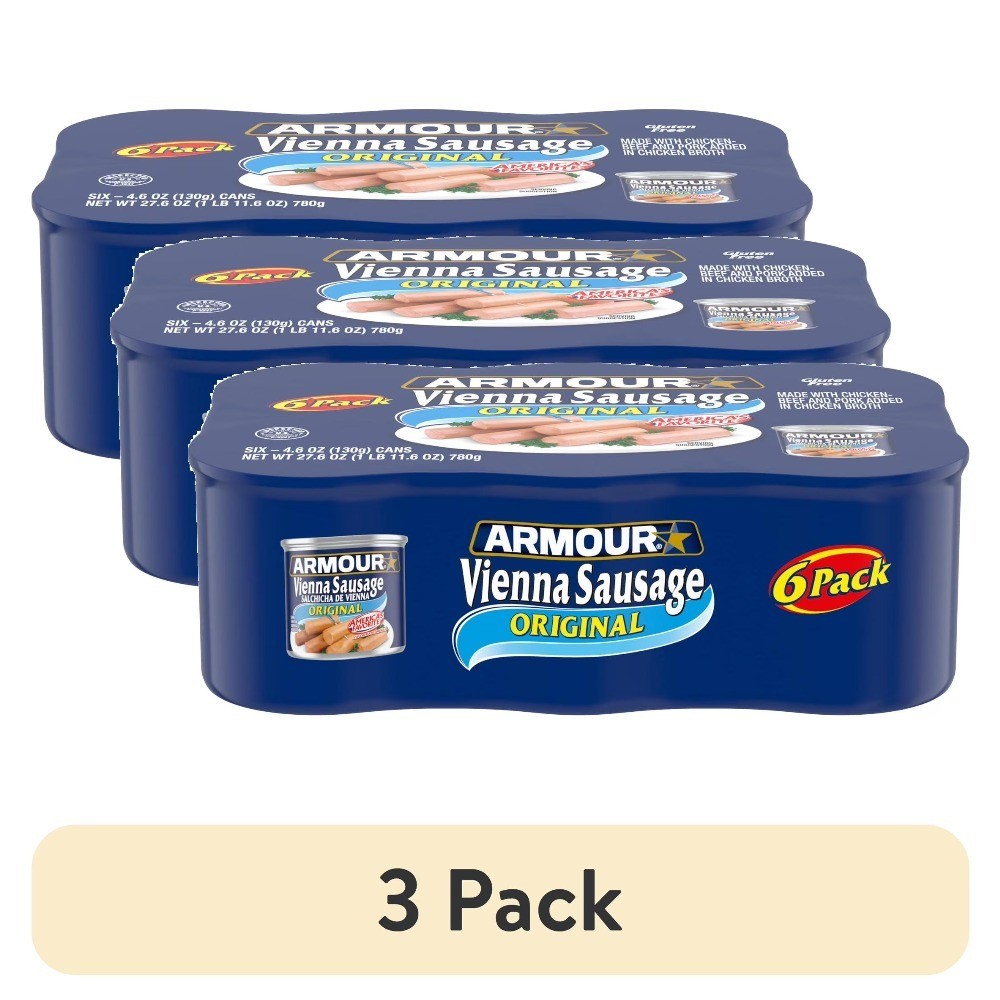 Canned Vienna Sausage Original Flavor 3 Pack High Protein 7g Per Serving 4.6 oz