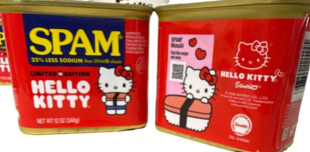 2 cans /SPAM Hello Kitty Limited Edition 25% Less Sodium Pork Meat 12 oz (340 g)