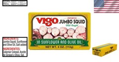 Gourmet Imported Canned Jumbo Squid – Deliciously Ready in Sunflower Oil, 40 oz
