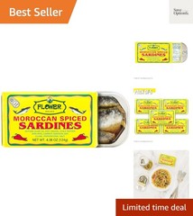 Brand Spiced Sardines Olive Oil 4.38 oz, Wild-Caught from Morocco, High Prote…