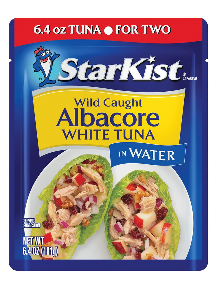 Albacore White Tuna in Water, 6.4 Oz Pouch (1 Pack) Ready to Eat Wild Caught Tun