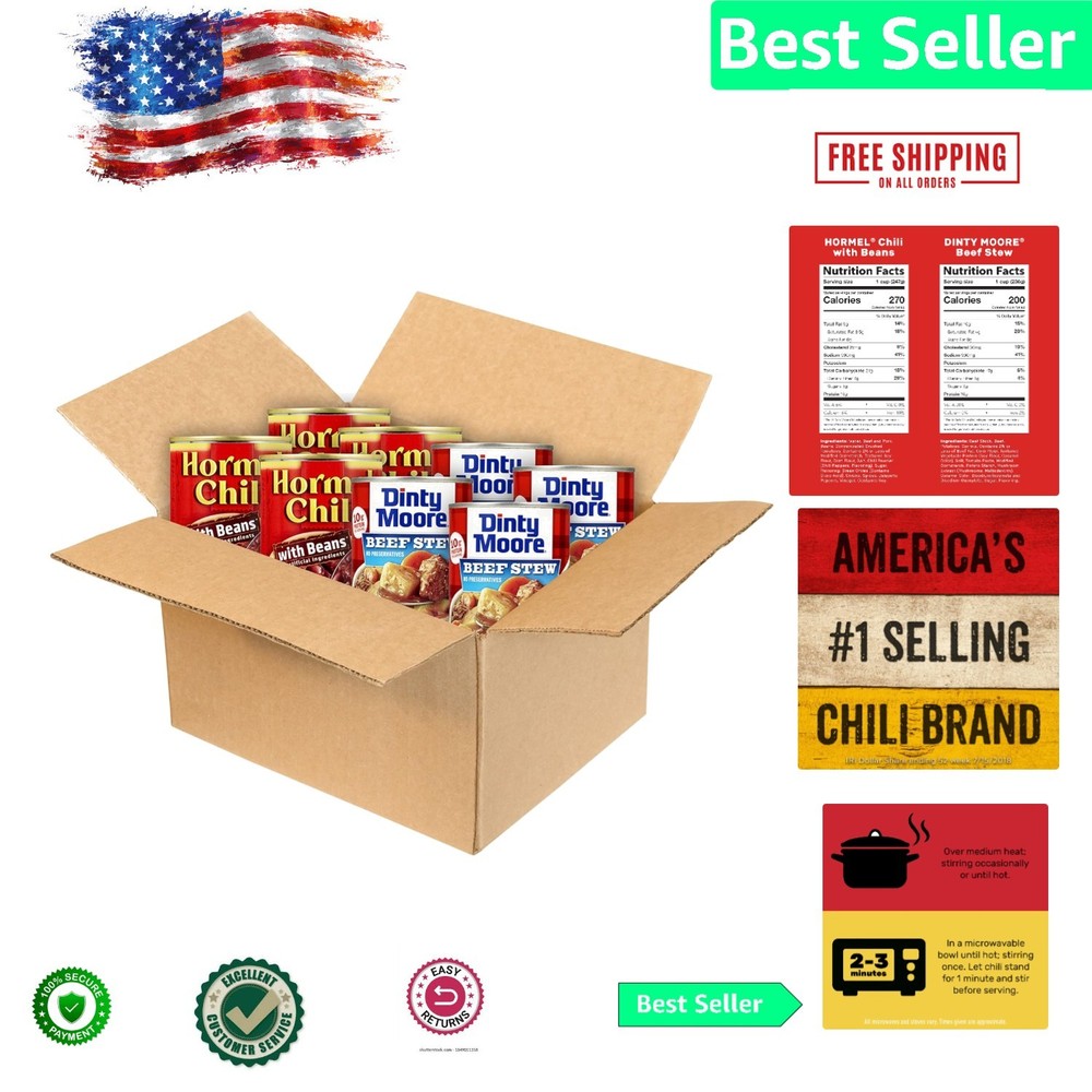 Hearty 8-Pack DINTY MOORE Beef Stew & Bean 15 oz Cans – Easy & Delicious Meals