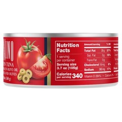 (4 pack) Yellowfin Tuna chunks with tomatoe and olives, 4.94 oz, Wild Caught