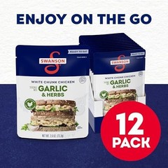 Fully Cooked Garlic & Herbs Chicken Pouch – Ready to Eat, On-the-Go Meals, 2.6 O