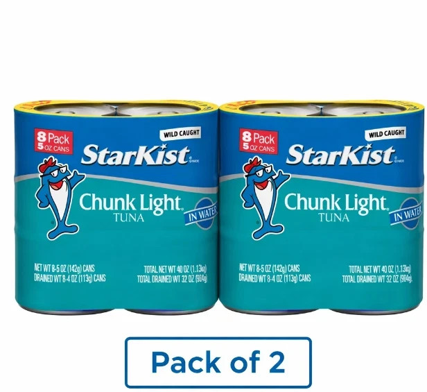 Share StarKist Chunk Light Tuna in Water, 5 oz, 8 Cans pack of 2
