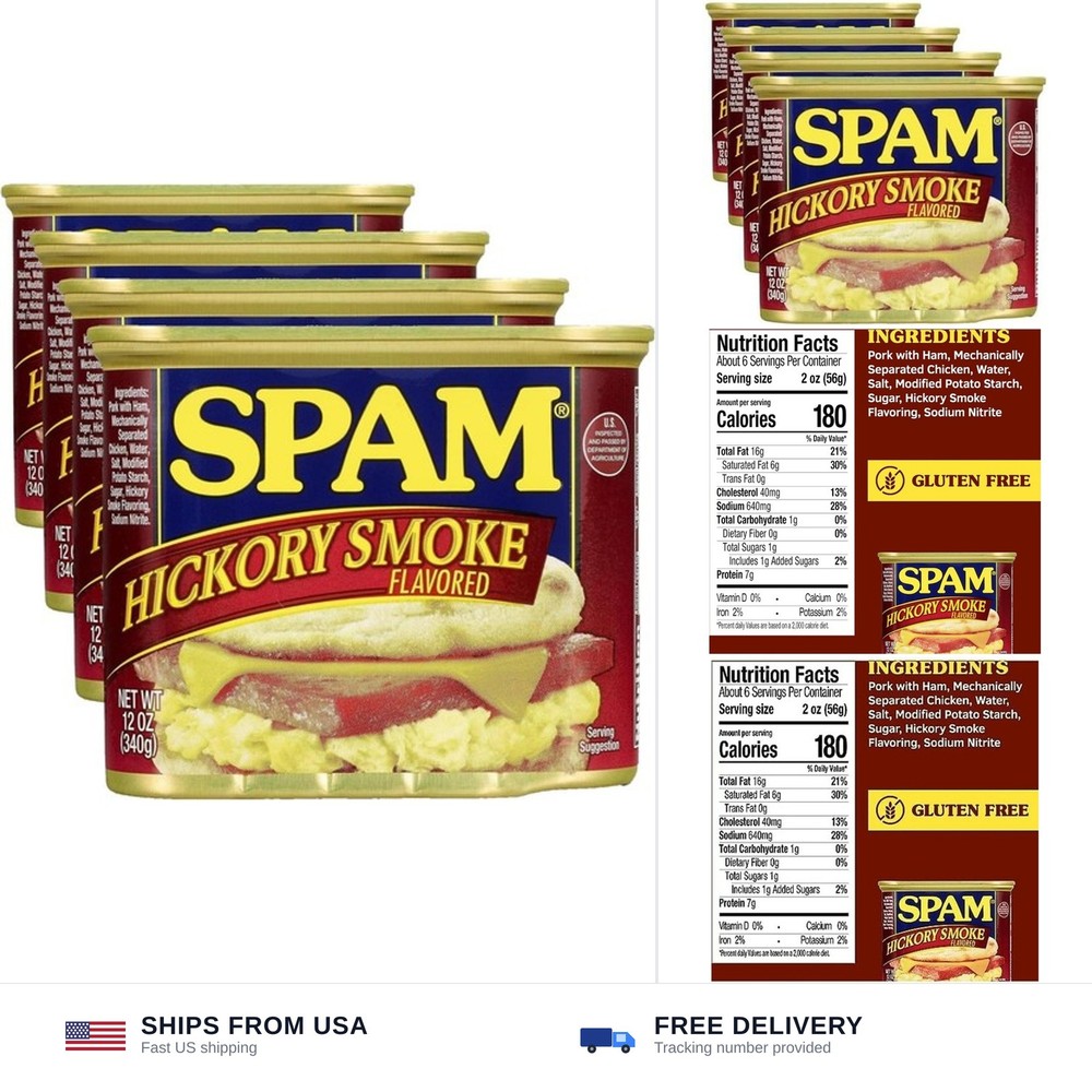 Spam Hickory Smoke, 12 Ounce Can (Pack of 4)