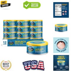 Skipjack Wild Tuna, Sea Salt, Canned Tuna, Pole & Line Sustainably Wild-Caugh…