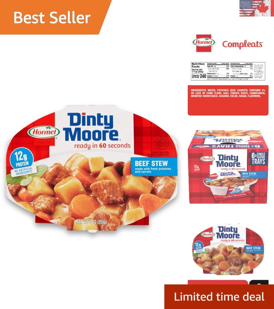 Instantly Satisfying Beef Stew – 9-Ounce Trays, Pack of 6 for Convenient Dining