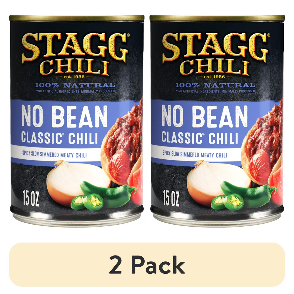 (2 pack) STAGG CLASSIC Chili No Beans Beef, Shelf Stable, 15 oz Steel Can