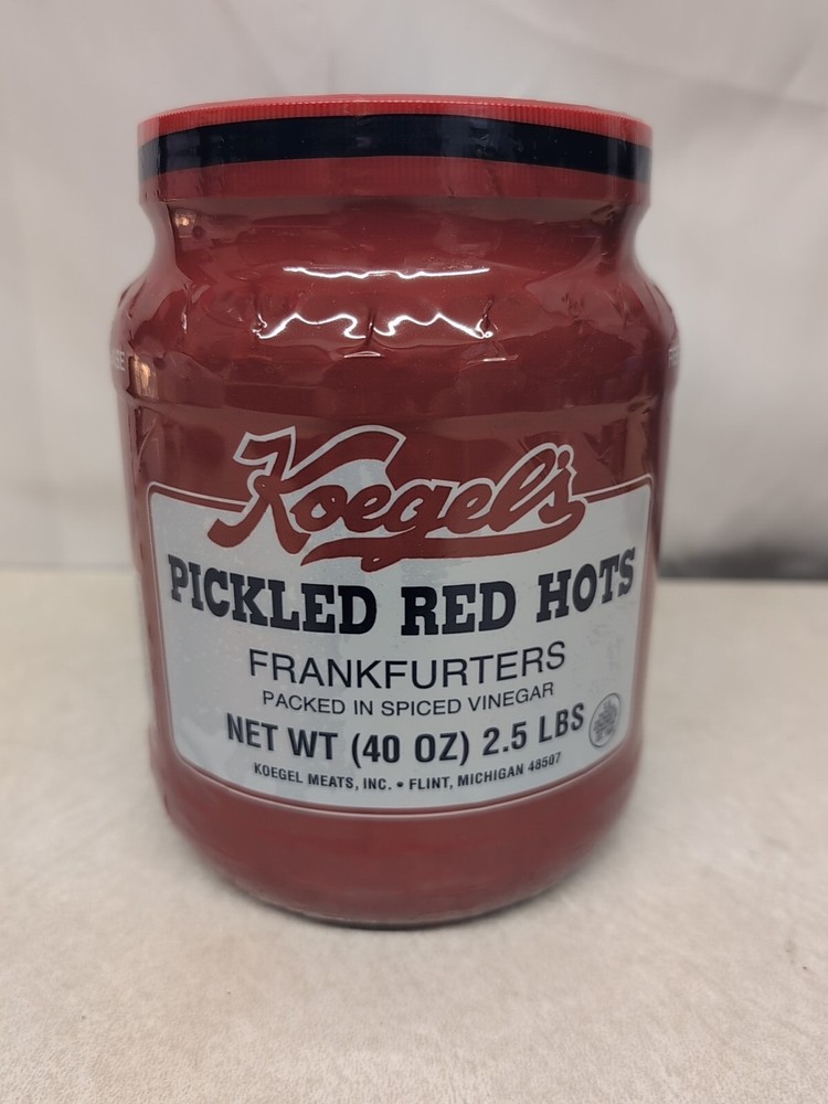 Koegel’s Pickled Red Hots 2.5 Lb. Jar Frankfurters Bologna In Spiced Vinegar