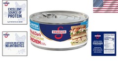 Fully Cooked Swanson White & Dark Chunk Chicken, 9.75 OZ – No MSG, 97% Fat Free