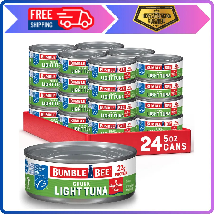 Bumble Bee Chunk Light Tuna In Oil 5oz Cans Pack of 24 Wild Caught Skipjack Tuna
