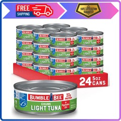 Bumble Bee Chunk Light Tuna In Oil 5oz Cans Pack of 24 Wild Caught Skipjack Tuna