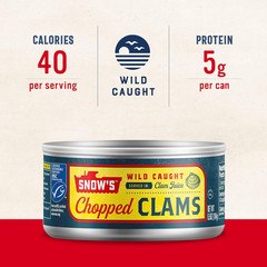 Wild Caught Chopped Clams Canned, 6.5 Oz Can (Pack of 12) – 5G Protein per Servi