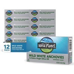 Wild White Anchovies in Extra Virgin Olive Oil, Tinned Fish, 4.4 Ounce, Pack …