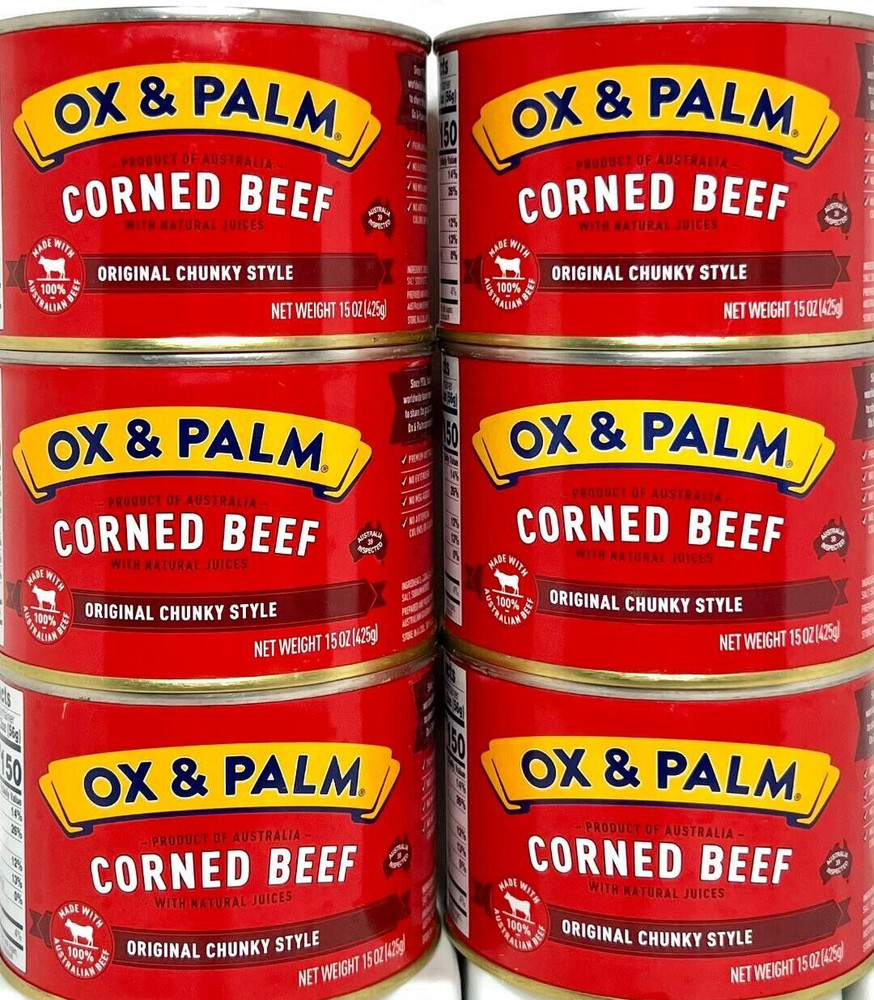 OX & Palm Corned Beef with Juices Original Chunky Style 15 oz ( Pack of 6 )