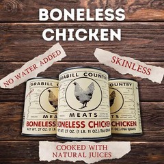 2 Pack Grabill Country Meat Boneless Chicken Cooked in natural juices 27 oz Cans