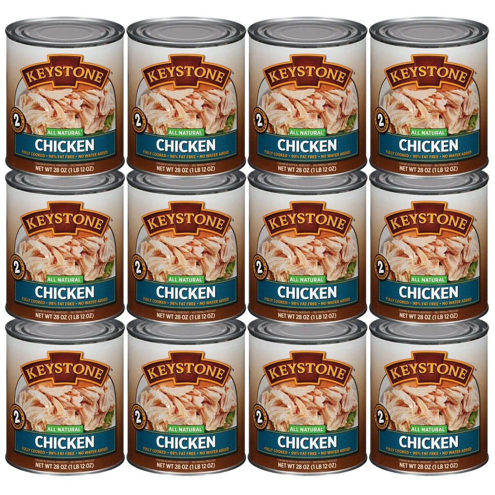 12 Pack Keystone Meats All Natural Canned Chicken 28 oz Can Meat Fully Cooked