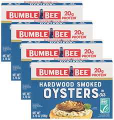 Canned Hardwood Smoked Oysters, 3.75 Oz Cans (Pack of 12) – Ready to Eat – 20G P