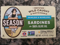 Season Skinless & Boneless Sardines in 100% Olive Oil – 4.375-Ounce (Pack of 3)