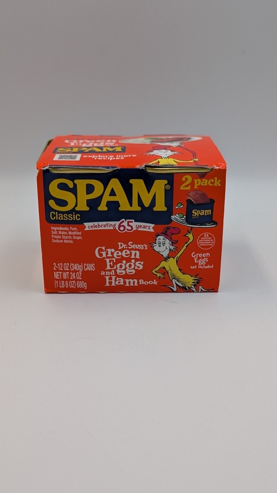 Spam Green Eggs And Ham Classic Dr Seuss Limited Edition 2 pack 12 oz cans