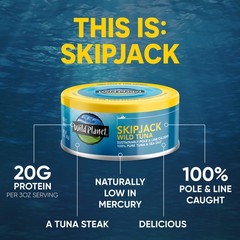Wild Planet Skipjack Tuna, Sea Salt, Canned 5 Ounce (Pack of 12)