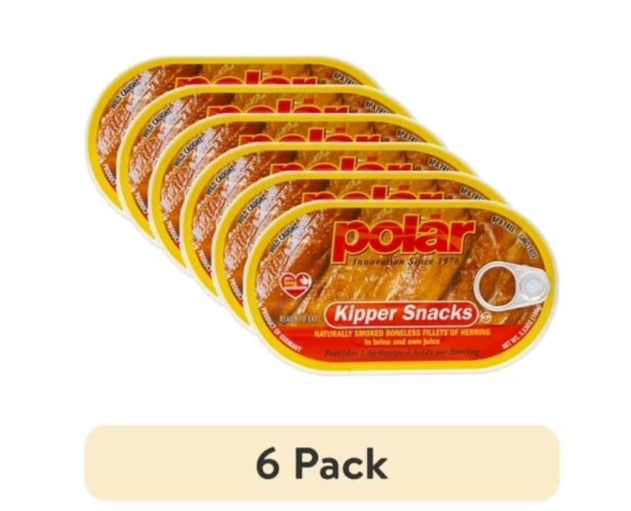 (6 pack) MW Polar Smoked Boneless Herring Kipper Snacks, 3.53 oz Can