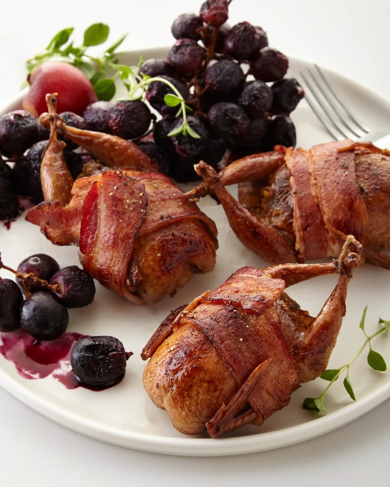 Alewel’s Country Meats Bacon-Wrapped Stuffed Quail