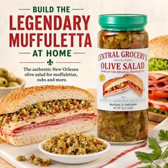 Central Grocery Olive Salad 16 oz Pack of 4, Authentic New Orleans Italian Ol…