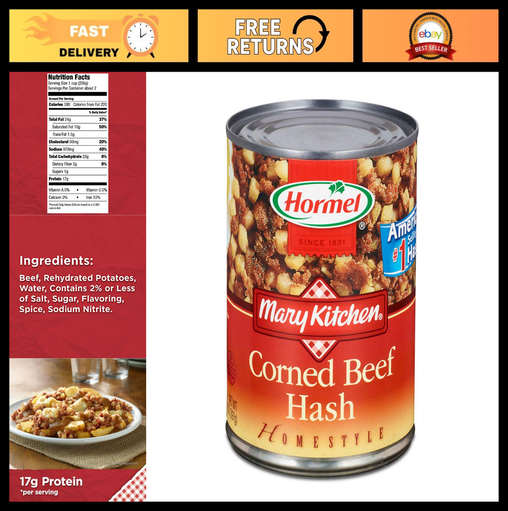 Corned Beef Hash – 14 oz Cans (Pack of 12) – Ready to Eat, Convenient Meal Optio