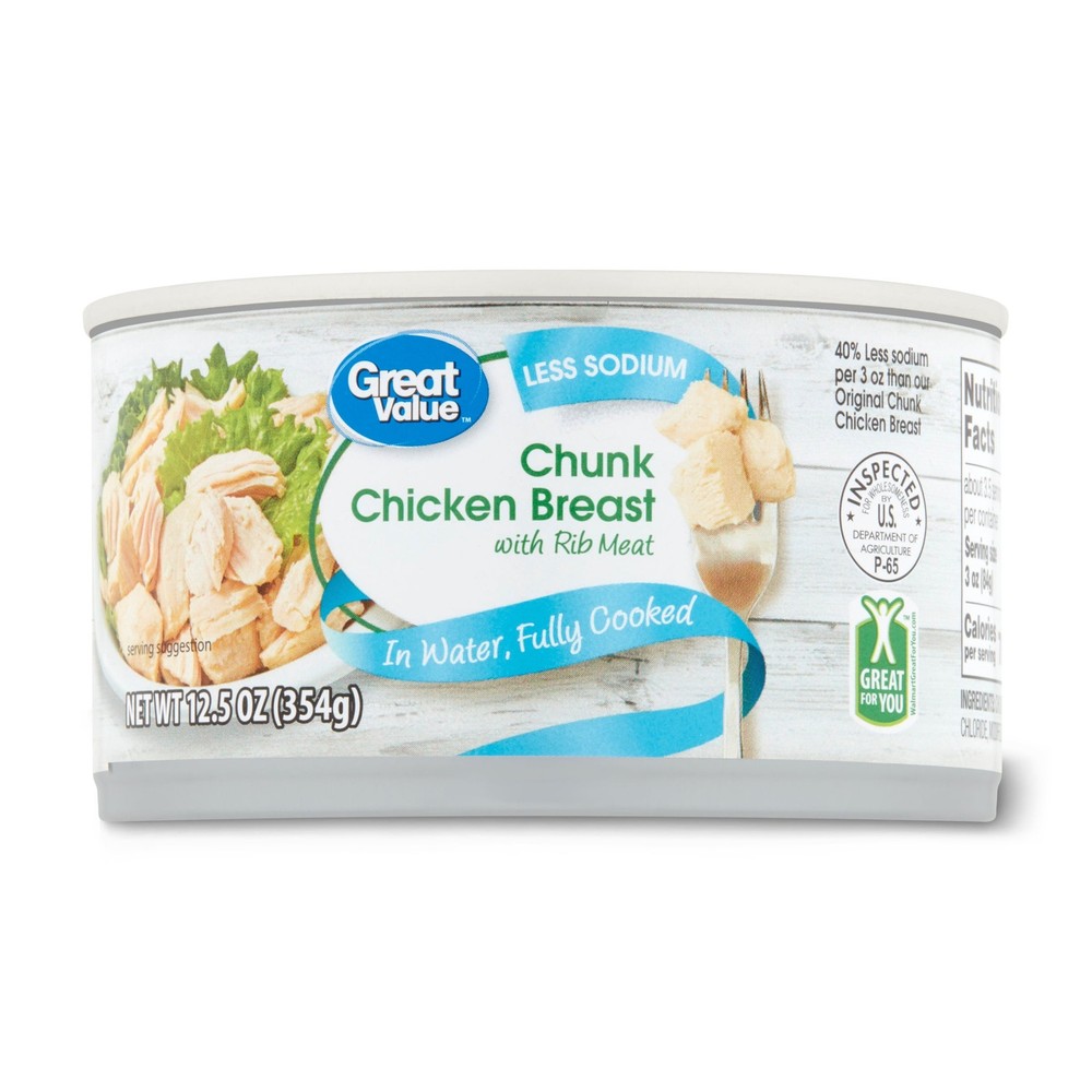 Canned Chicken Breast Chunk in Water Fully Cooked Low Sodium 12.5 oz 6 Pack