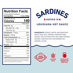 Beach Cliff Wild Caught Sardines in Louisiana Hot Sauce, 3.75 Oz Can (Pack of 12