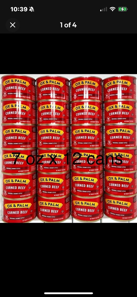 12 x 7 oz OX & PALM CORNED BEEF ORIGINAL CHUNKY~PREMIUM AUSTRALIAN BEEF~NO MSG