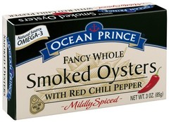 Ocean Prince Smoked Oysters with Red Chili Pepper – Nutritious Snack Pack of 18