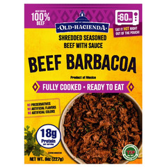 Old Hacienda Beef Barbacoa, Shelf-Stable Heat and Eat 8oz. (227g) Pouch in Authe