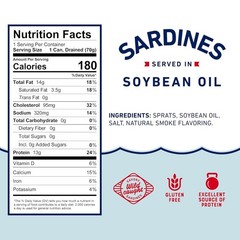 Beach Cliff Wild Caught Sardines in Soybean Oil – 3.75oz Cans, 12 Pack, High Pro