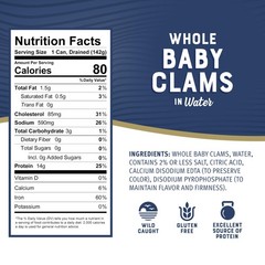 Bumble Bee Whole Baby Canned Clams, 10 oz Cans (Pack of 12) – Ready to Eat – 13g