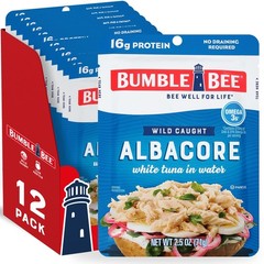 Tuna White Albacore Wild Caught 2.5 oz Pouches Pack of 12 16g Protein Non-GMO