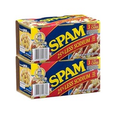 6 cans SPAM 25% LESS SODIUM 12 oz each Can