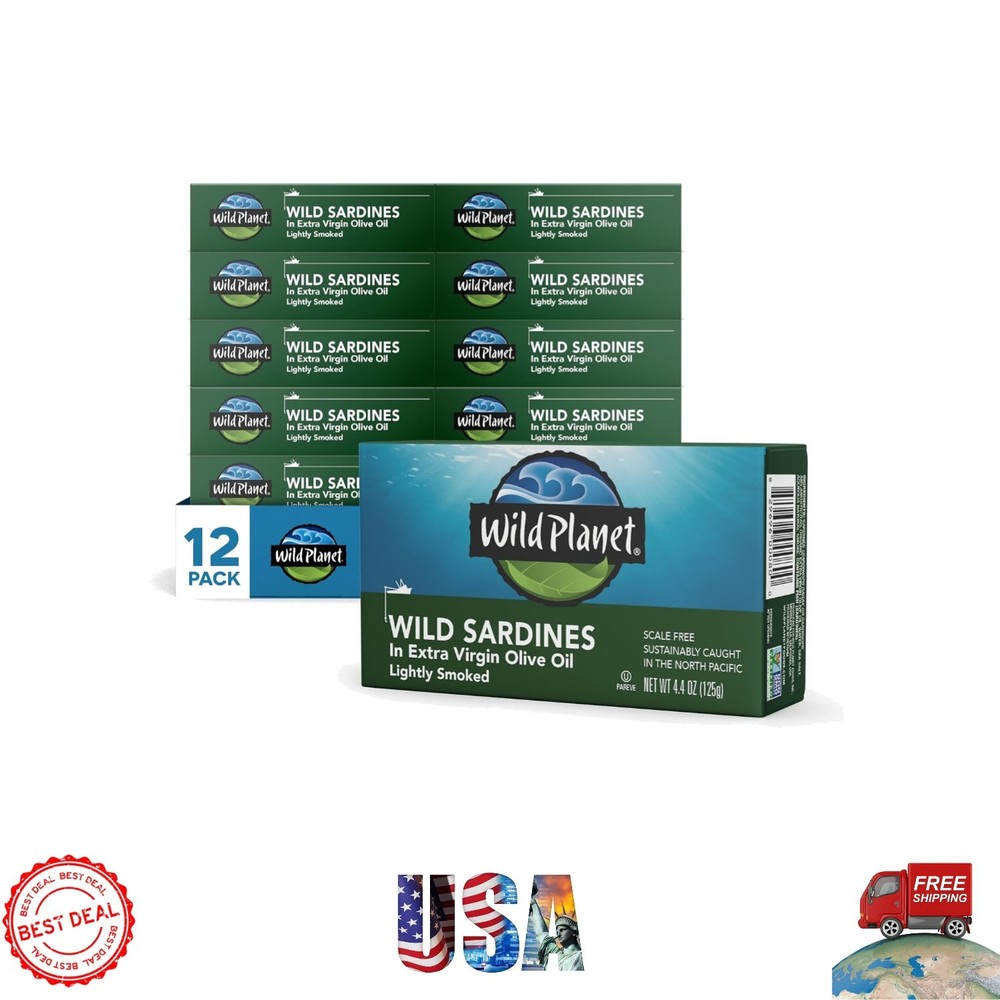 Tender Wild Sardines in EVOO – Gluten-Free, 12 Pack, Rich in Protein & Omega-3s