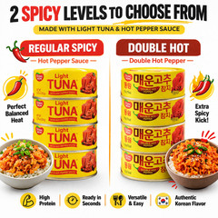Dongwon Double Hot Pepper Tuna 4 Pack 4.76oz Korean Spicy Canned Tuna