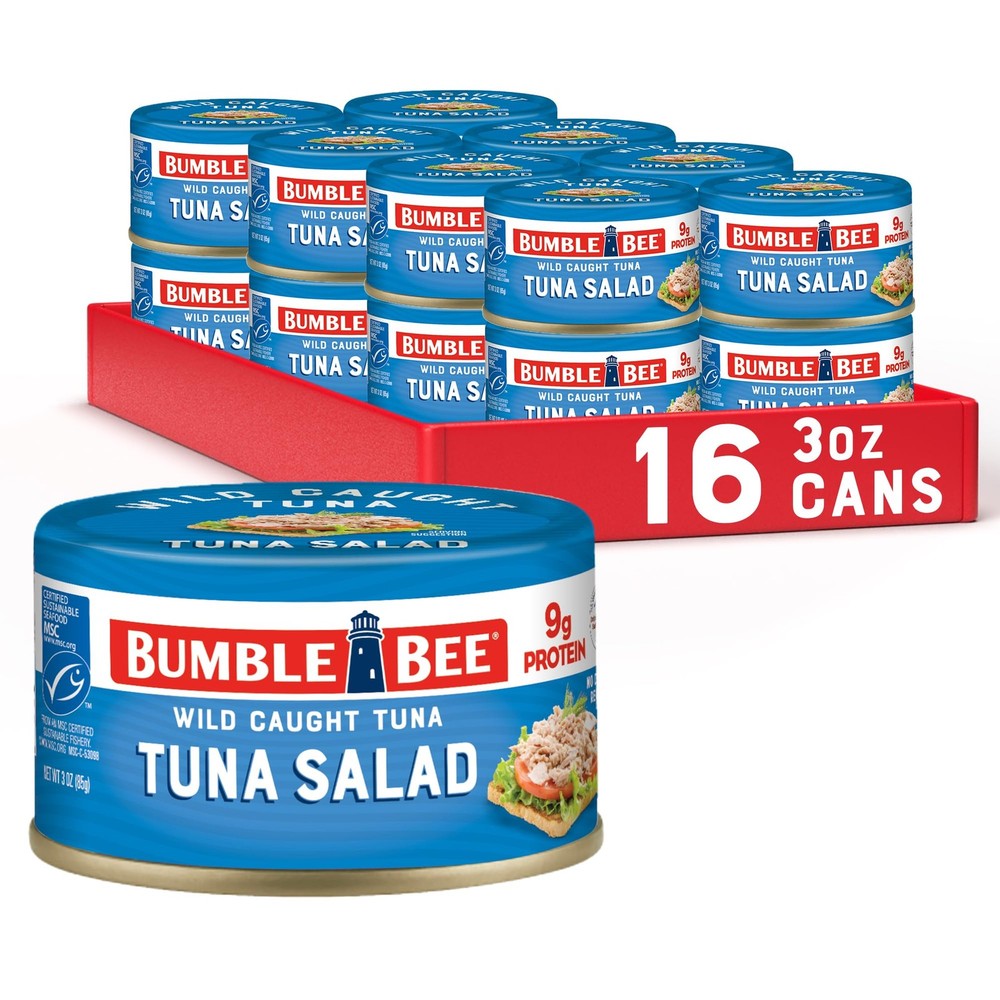 Tuna Salad Snackers – Ready to Eat, 9g Protein, 3 oz Easy Open Can (Pack of 16)