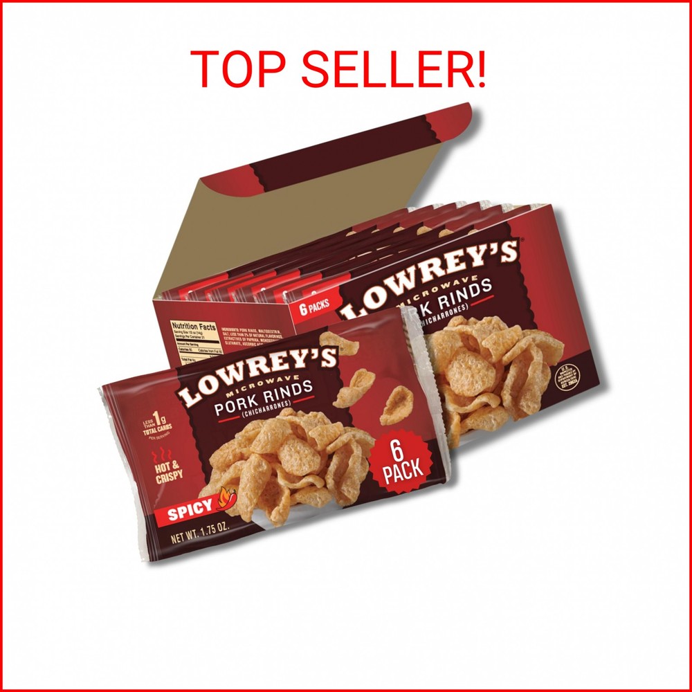 Lowrey’s Bacon Curls Microwave Pork Rinds (Chicharrones), Hot and Spicy, 1.75 Oz