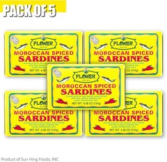 Flower Brand Spiced Sardines (Olive Oil) 4.38 oz, Wild-Caught from Morocco, H…